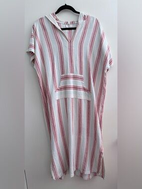 Home & Loft Montauk Hooded Maxi Kaftan 100% Turkish Cotton Coverup Beach Resort